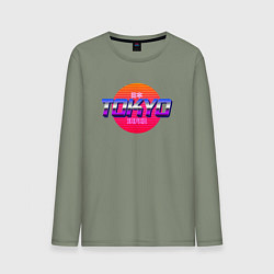 Лонгслив хлопковый мужской Retrowave Tokyo, цвет: авокадо