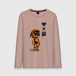 Лонгслив хлопковый мужской Оранжевый робот с логотипом LDR, цвет: пыльно-розовый