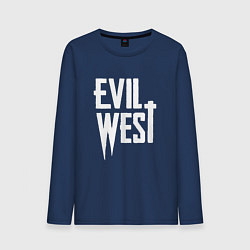 Лонгслив хлопковый мужской Evil west logo, цвет: тёмно-синий