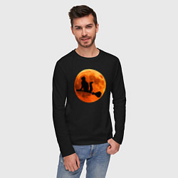 Лонгслив хлопковый мужской Halloween Cat, цвет: черный — фото 2