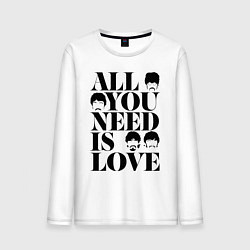 Лонгслив хлопковый мужской ALL YOU NEED IS LOVE THE BEATLES, цвет: белый
