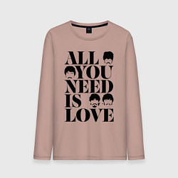 Лонгслив хлопковый мужской ALL YOU NEED IS LOVE THE BEATLES, цвет: пыльно-розовый