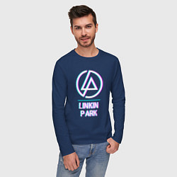 Лонгслив хлопковый мужской Linkin Park Glitch Rock, цвет: тёмно-синий — фото 2