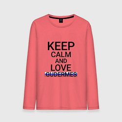 Лонгслив хлопковый мужской Keep calm Gudermes Гудермес, цвет: коралловый