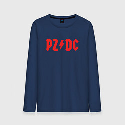 Лонгслив хлопковый мужской PZDC ACDC, цвет: тёмно-синий