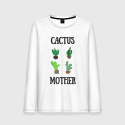 Лонгслив хлопковый мужской Cactus Mother, Мать кактусов, цвет: белый