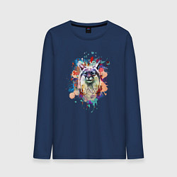 Лонгслив хлопковый мужской Lynx - рысь, цвет: тёмно-синий