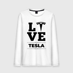 Лонгслив хлопковый мужской Tesla Love Classic, цвет: белый