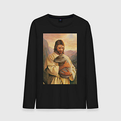 Мужской лонгслив Иисус и капибара