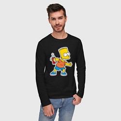 Лонгслив хлопковый мужской Барт Симпсон с баплончиком для граффити, цвет: черный — фото 2