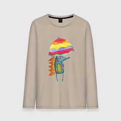 Мужской лонгслив Ежик под зонтиком