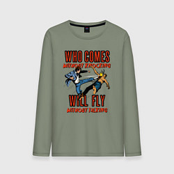 Лонгслив хлопковый мужской Good knockout, цвет: авокадо