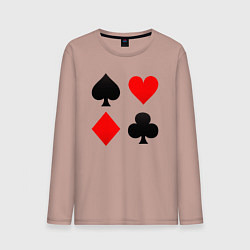 Лонгслив хлопковый мужской Четыре масти игральных карт, цвет: пыльно-розовый