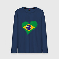 Лонгслив хлопковый мужской Сердце - Бразилия, цвет: тёмно-синий