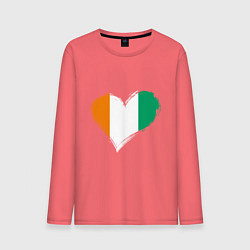 Лонгслив хлопковый мужской Сердце - Ирландия, цвет: коралловый