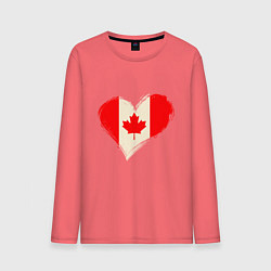 Лонгслив хлопковый мужской Сердце - Канада, цвет: коралловый