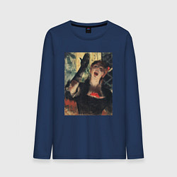 Лонгслив хлопковый мужской Кафе Зингер картина Эдгар Дега, 1879, цвет: тёмно-синий