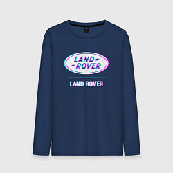 Лонгслив хлопковый мужской Значок Land Rover в стиле glitch, цвет: тёмно-синий