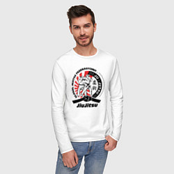Лонгслив хлопковый мужской Джиу-джитсу Jiujitsu emblem, цвет: белый — фото 2