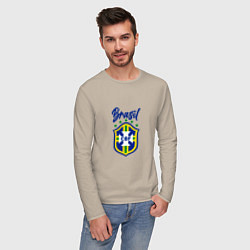 Лонгслив хлопковый мужской Brasil Football, цвет: миндальный — фото 2