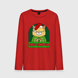 Лонгслив хлопковый мужской Xmas is no fun, цвет: красный