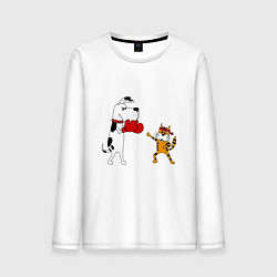 Мужской лонгслив Бой между котом и псом