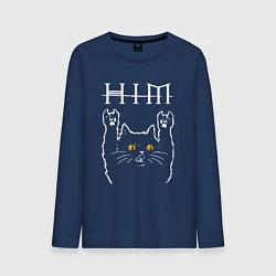 Лонгслив хлопковый мужской HIM rock cat, цвет: тёмно-синий
