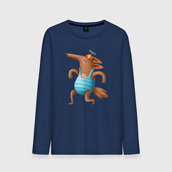 Мужской лонгслив Волк в голубом плавательном костюме