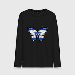 Лонгслив хлопковый мужской Бабочка - Израиль, цвет: черный