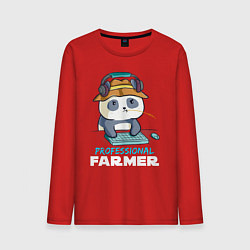 Лонгслив хлопковый мужской Professional Farmer - панда геймер, цвет: красный