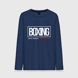Лонгслив хлопковый мужской Boxing good night, цвет: тёмно-синий