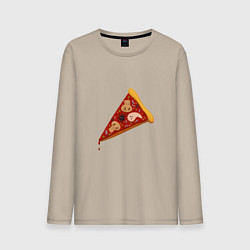 Лонгслив хлопковый мужской Пицца на хэллоуин, цвет: миндальный