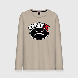 Лонгслив хлопковый мужской Onyx - black logo, цвет: миндальный