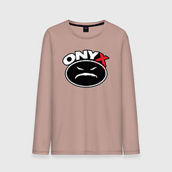 Лонгслив хлопковый мужской Onyx - black logo, цвет: пыльно-розовый