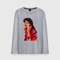 Лонгслив хлопковый мужской Мисато Кацураги ahegao, цвет: меланж