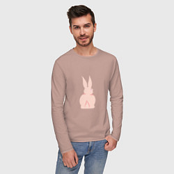 Лонгслив хлопковый мужской Розовый кролик, цвет: пыльно-розовый — фото 2