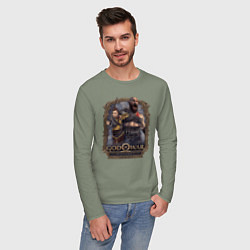 Лонгслив хлопковый мужской Атрей и Кратос GoW Ragnarok, цвет: авокадо — фото 2