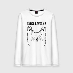 Лонгслив хлопковый мужской Avril Lavigne - rock cat, цвет: белый