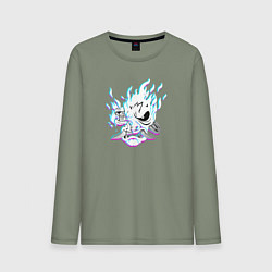 Мужской лонгслив Cyberpunk 2077 neon samurai glitch art