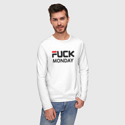 Лонгслив хлопковый мужской Fuck monday, anti-brand, fila, цвет: белый — фото 2