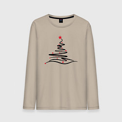 Лонгслив хлопковый мужской Стильная Новогодняя Ёлка, цвет: миндальный
