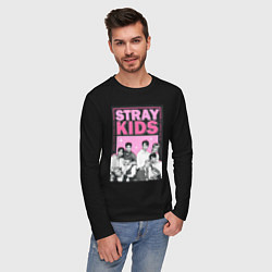 Лонгслив хлопковый мужской Stray Kids boy band, цвет: черный — фото 2