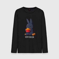 Лонгслив хлопковый мужской Кролик и мандарины - Nom nom nom, цвет: черный