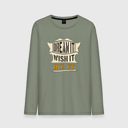Лонгслив хлопковый мужской Dream it, Wish it, Do it, цвет: авокадо