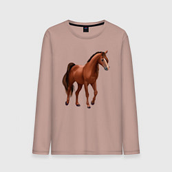 Лонгслив хлопковый мужской Тракененская лошадь, цвет: пыльно-розовый