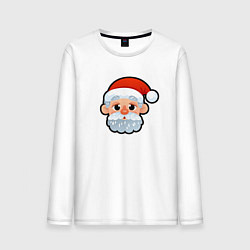 Лонгслив хлопковый мужской Мультяшный Санта Клаус, цвет: белый