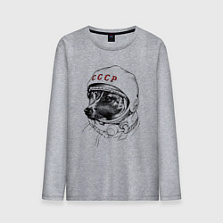 Лонгслив хлопковый мужской Лайка собака космонавт СССР, цвет: меланж