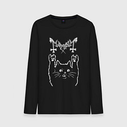 Лонгслив хлопковый мужской Mayhem рок кот, цвет: черный