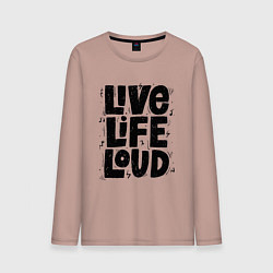 Лонгслив хлопковый мужской Живи громко, цвет: пыльно-розовый