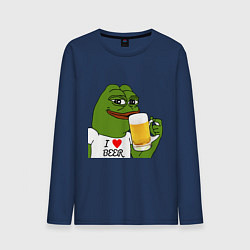 Лонгслив хлопковый мужской Drink Pepe, цвет: тёмно-синий